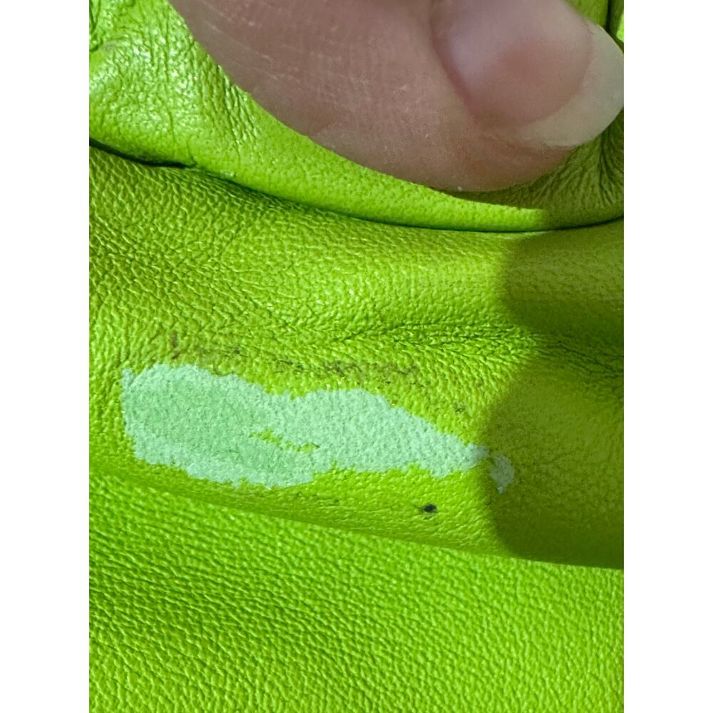 Mansur Gavriel Neon Green Lambskin Leather Mini Cloud Clutch No Strap Purse Bag View 4